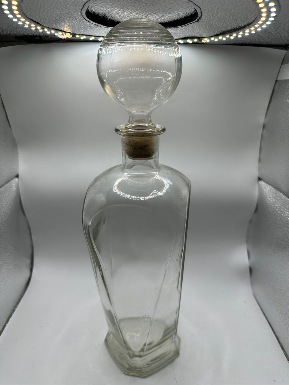 Clear Glass Decorative Decanter with Round Stopper - Home Art